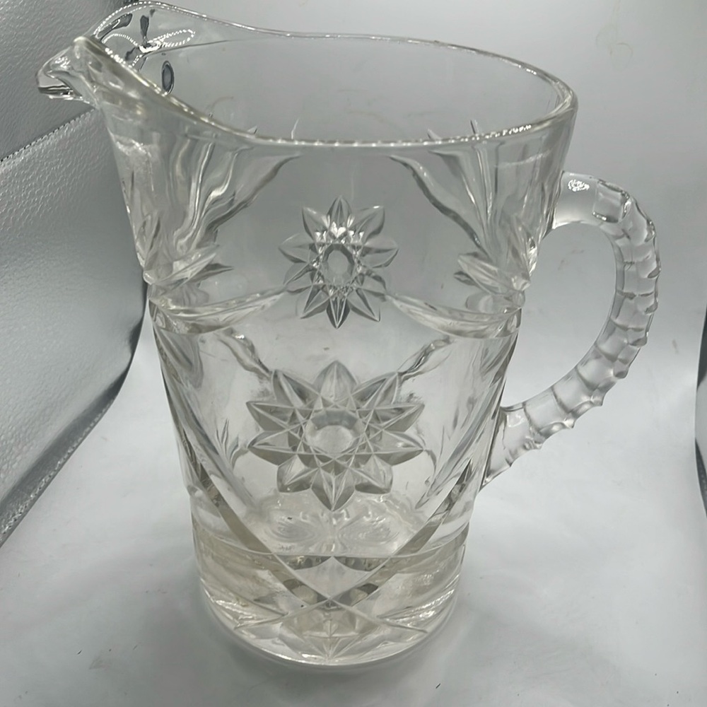 Vintage Jug by Anchor Hocking Star of David Pattern Early American Prescut